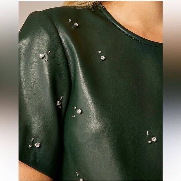 Elegant Green Faux Leather Dress - Picture 3 of 8